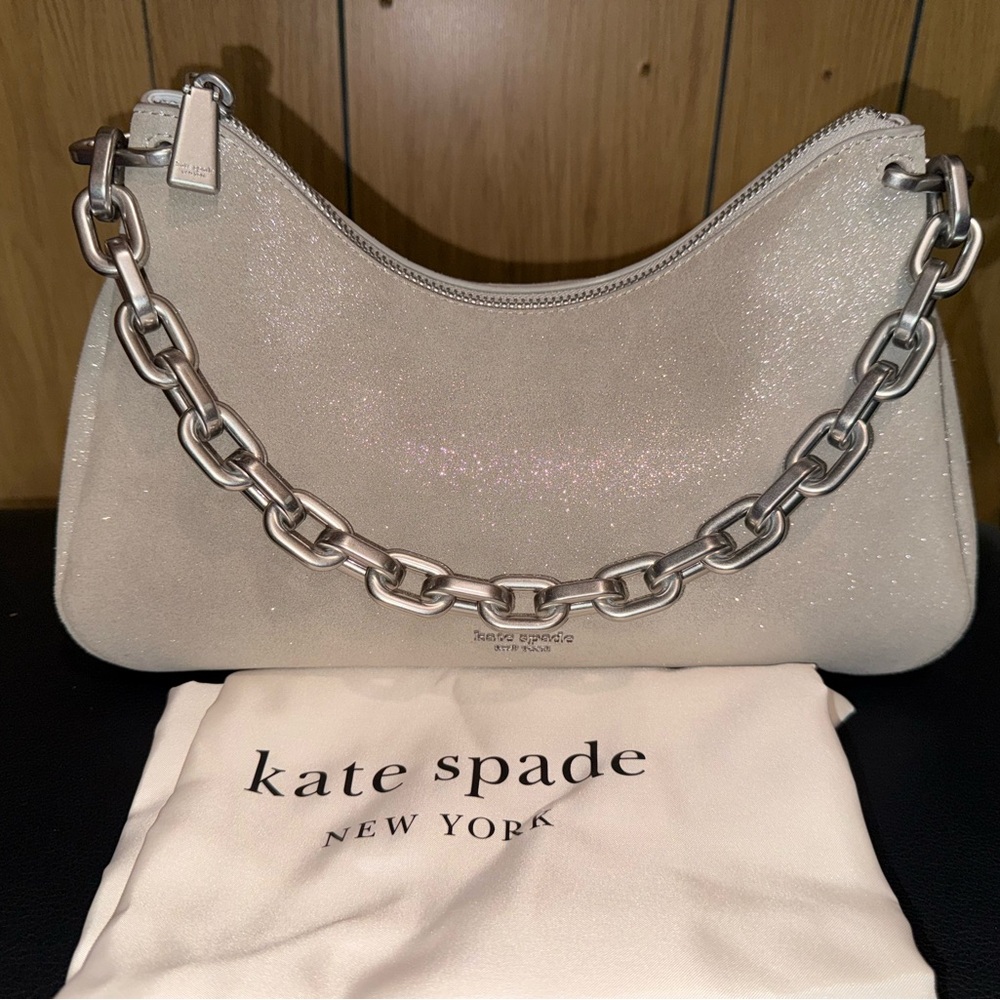 Kate Spade Grace Glitter Suede Shoulder Bag